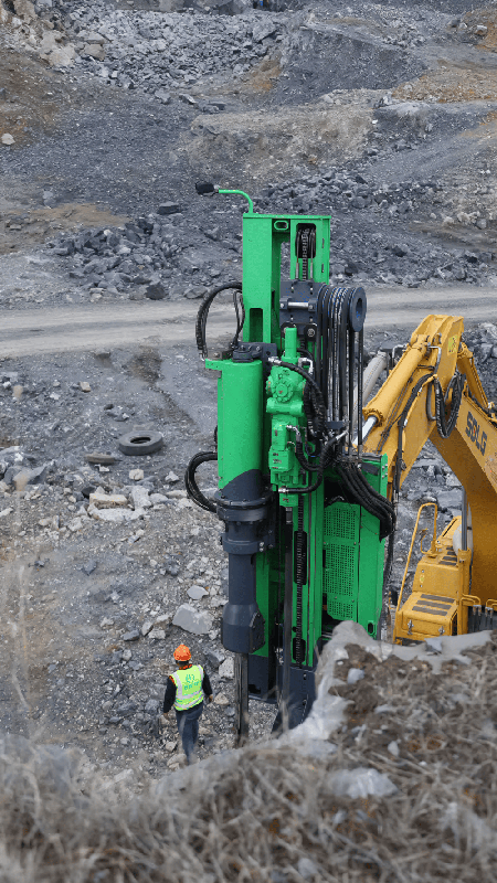 First hydraulic rock drill and splitter used for testing